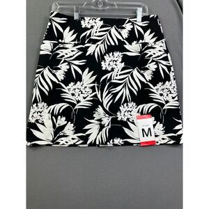 S.C. & Co. Women's Black White Tropical Floral Active Skort Size Medium 18 Inch